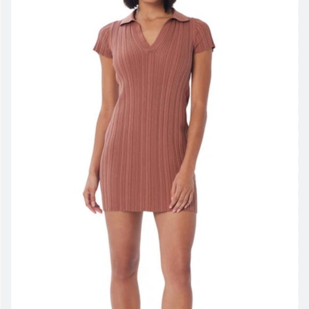 Lita By Ciara. Ribbed cotton mini polo dress
